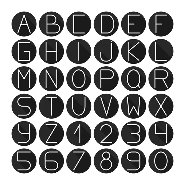 Eenvoudige zwart-wit lettertype. Voer abc alfabet. Vector letters en cijfers. Doodle typografische symbolen. — Stockvector