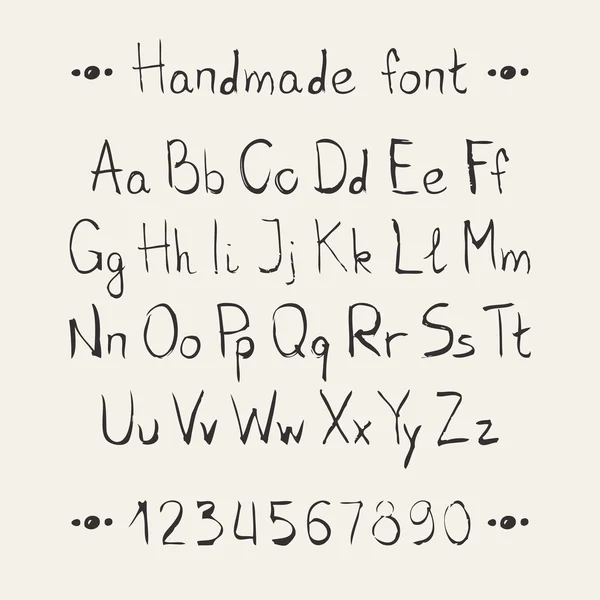 Fonte monochrome simple dessinée à la main. Ensemble alphabet abc complet. Lettres et chiffres vectoriels. Symboles typographiques Doodle . — Image vectorielle