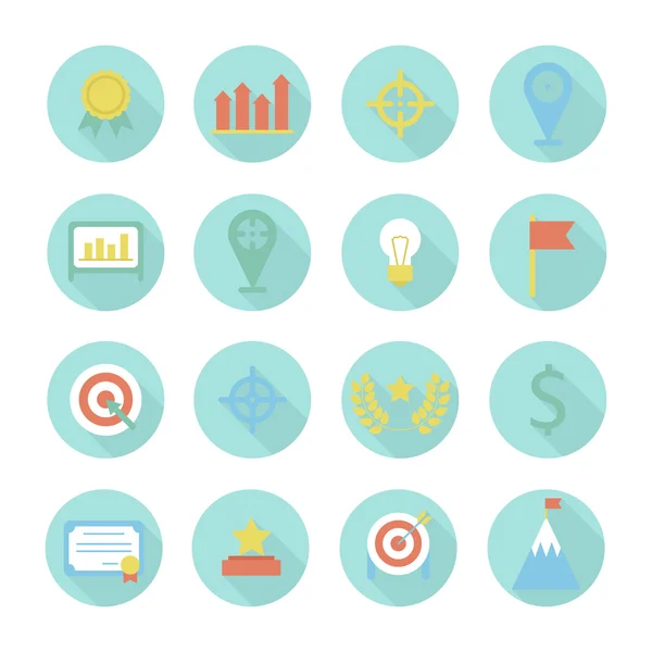 Business and finance infographic design elements. Set of vector target icons. Illustration in flat style. — Stock Vector