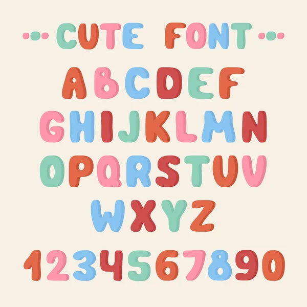 Einfache bunte handgezeichnete Schrift. komplettes Abc-Alphabet-Set. Vektorbuchstaben und Zahlen. Doodle typografische Symbole. — Stockvektor