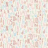 Vektorové bezešvé vzor barevné ručně tažené písma. Krásné jednoduché dopisy pozadí. Doodle typografické symboly.