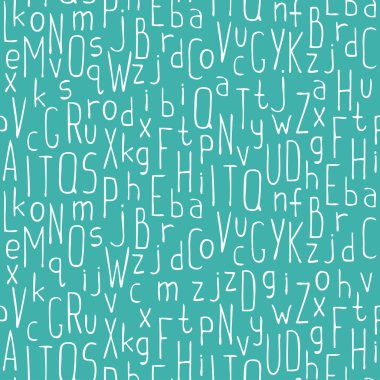 Vektör Dikişsiz desen renkli el çizilmiş yazı tipi. Güzel basit mektuplar arka plan. Doodle tipografik sembolleri.