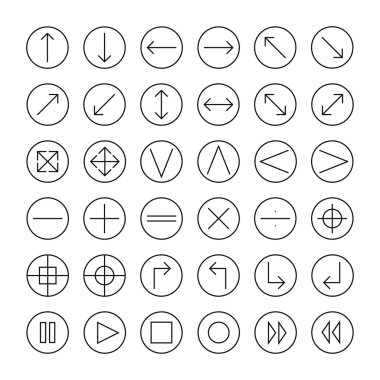 Vektör ince simgeler web ve mobil için ayarlayın. Line basit ok. Tasarım öğeleri. Düz stil çizimde.