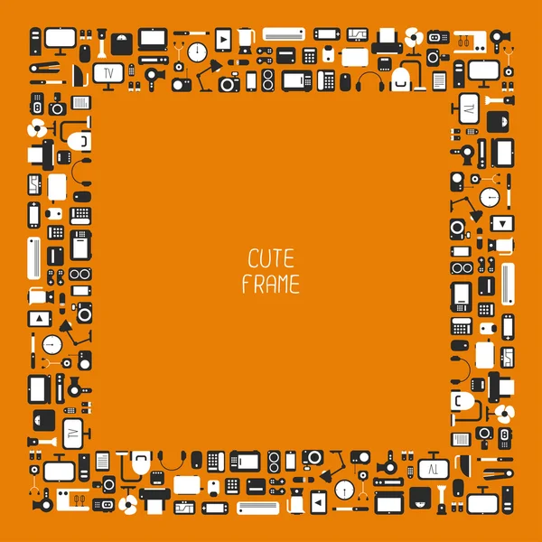 Frame van elektronische apparaten en huistoestellen kleurrijke pictogrammen ingesteld in vlakke stijl. Sjabloon vectorelementen voor web en mobiele toepassingen. — Stockvector