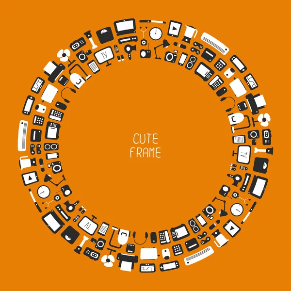 Rahmen von elektronischen Geräten und Haushaltsgeräten bunte Symbole im flachen Stil gesetzt. Template-Vektorelemente für Web- und mobile Anwendungen. — Stockvektor