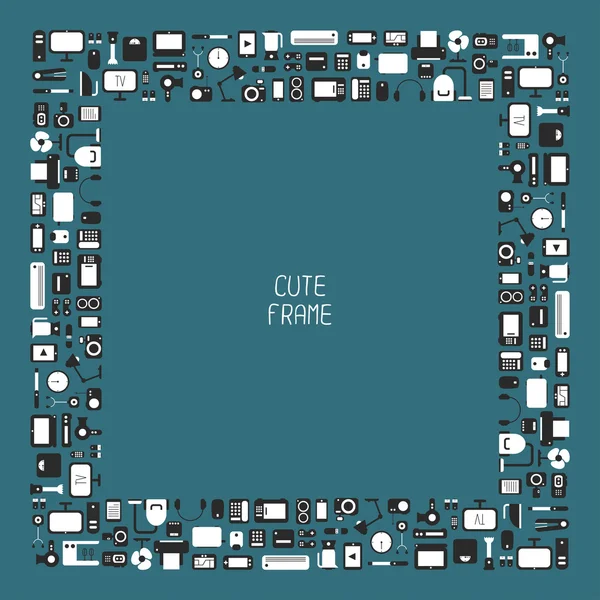Rahmen von elektronischen Geräten und Haushaltsgeräten bunte Symbole im flachen Stil gesetzt. Template-Vektorelemente für Web- und mobile Anwendungen. — Stockvektor