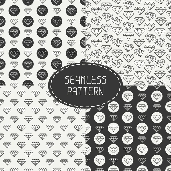 Vector set seamless retro patterns with vintage hipster diamond. For wallpaper, pattern fills, web page background, blog. Stylish texture. — Stock Vector