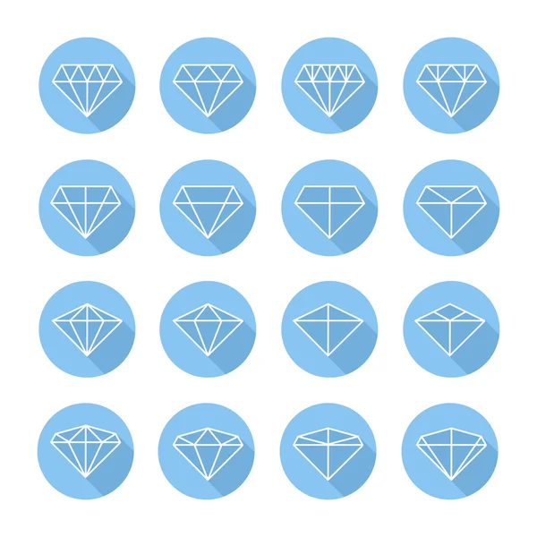 Sada diamantových webových ikon, symbolu, přihlásit plochý. Diamanty kolekce. Prvky pro design. Vektorové ilustrace. — Stockový vektor