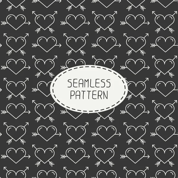 Romantic line seamless pattern with hearts. Beautiful  vector illustration. Background. Endless texture can be used for printing onto fabric and paper or scrap booking. — Stock Vector