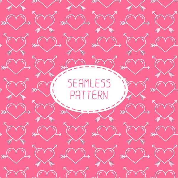 Romantic line seamless pattern with hearts. Beautiful  vector illustration. Background. Endless texture can be used for printing onto fabric and paper or scrap booking. — Stock Vector