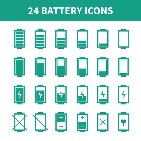 Iconos web de la batería, símbolo, signo en estilo plano. Indicadores de nivel de carga. Ilustración vectorial . — Archivo Imágenes Vectoriales