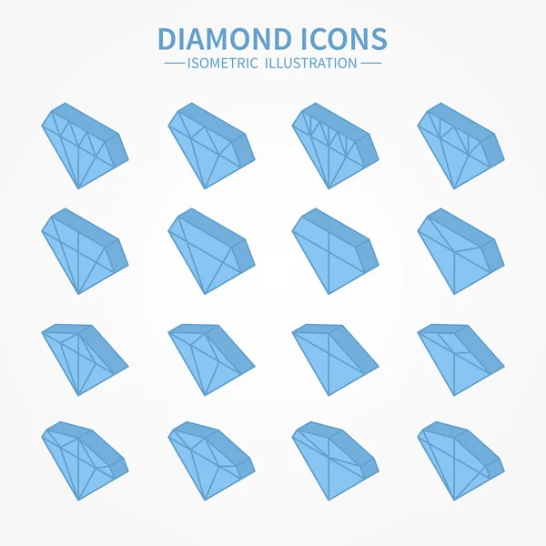 Sada diamantových webových ikon, symbolu, podepsat v izometrickém stylu. Diamanty kolekce. Prvky pro design. Vektorové ilustrace. — Stockový vektor