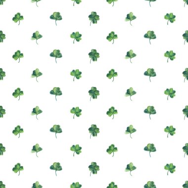 Yeşil yonca ile sorunsuz suluboya arka plan Aziz Patrick günü için bırakır. Vektör çizim. İyi şans için duvar kağıdı.