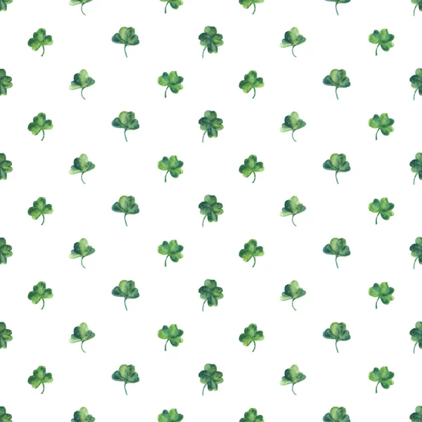 Fondo acuarela sin costuras con hojas de trébol verde para el día de San Patricio. Ilustración vectorial. Fondos de pantalla para buena suerte . — Vector de stock