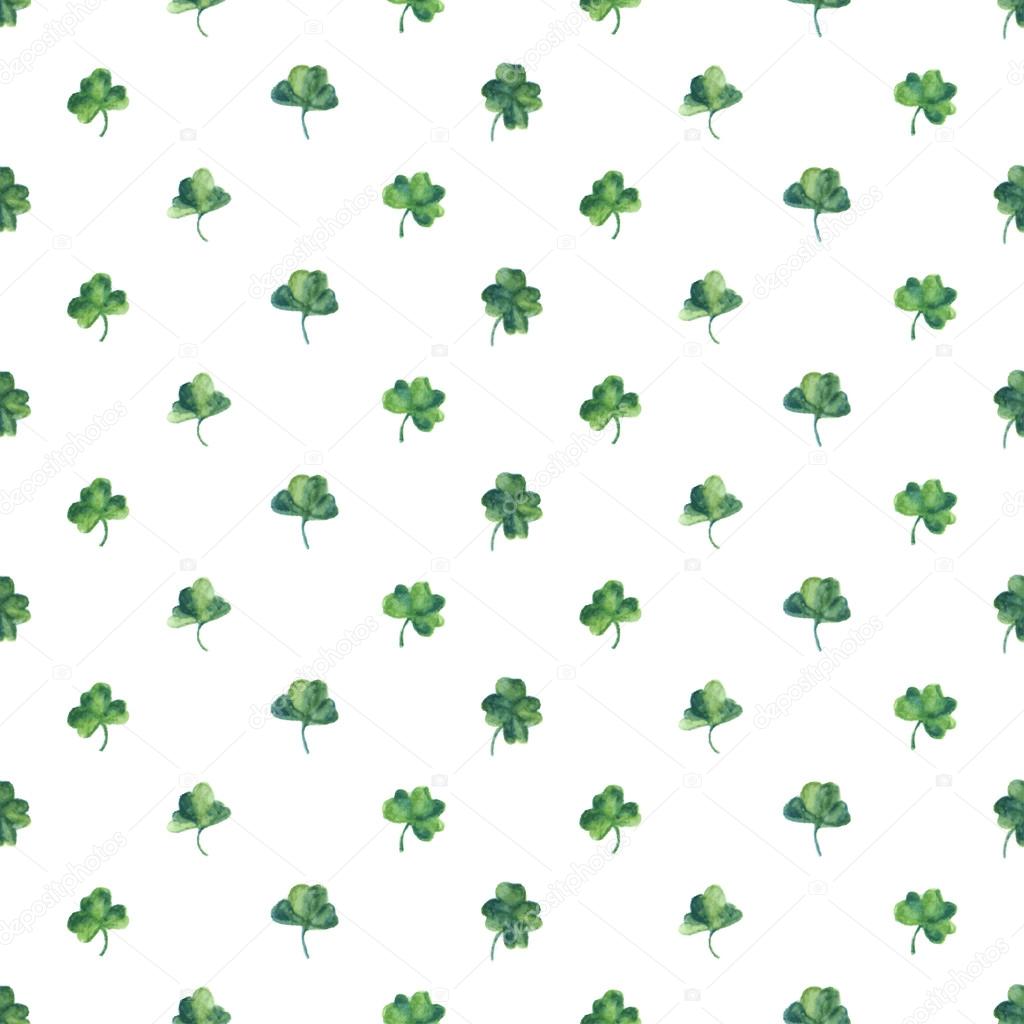 Seamless Watercolor Background With Green Clover Leaves For Saint Patrick Day Vector Illustration Wallpaper For Good Luck Stock Vector C Krolja