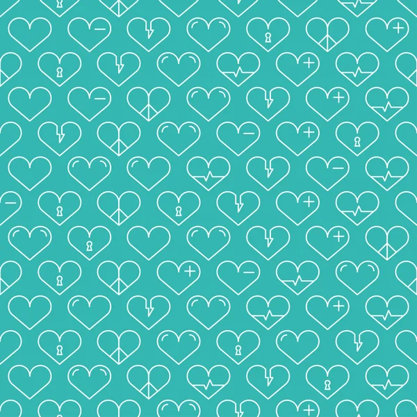 Romantiska linje seamless mönster med hjärtan. Vackra vektor illustration. Bakgrund. Ändlösa konsistens kan användas för utskrift på tyg och papper eller skrot bokning. — Stock vektor