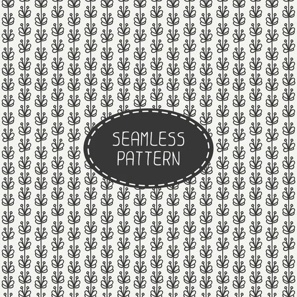 Vector seamless retro vintage hipster line pattern with flowers. Hand drawn doodles. Stylish graphic texture. For wallpaper, pattern fills, web page background, blog. — Stock Vector