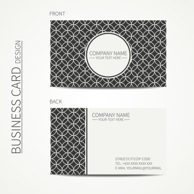 Vintage creative simple monochrome business card template for your design. Line seamless pattern with geometric pattern. Trendy calling card. Vector design eps10. clipart
