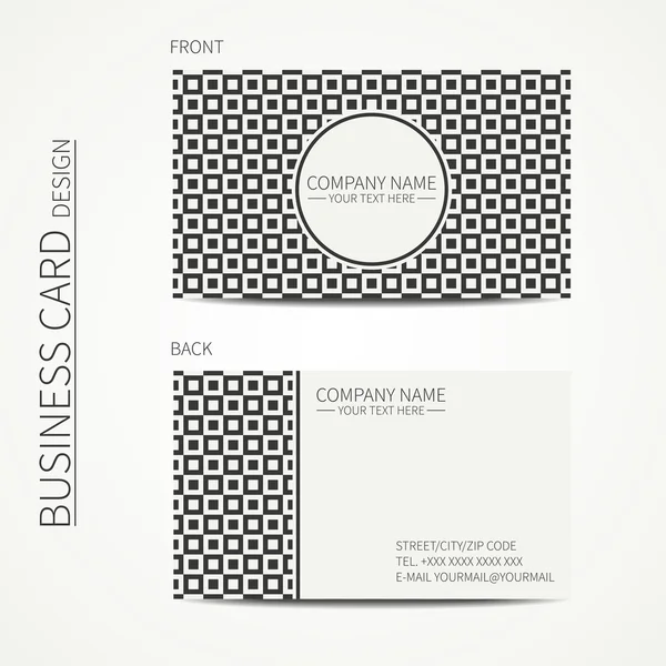 Vintage hipster simple monochrome business card template for your design. Line seamless geometric pattern with cube, square. Trendy calling card. Vector design eps10. — Stock Vector