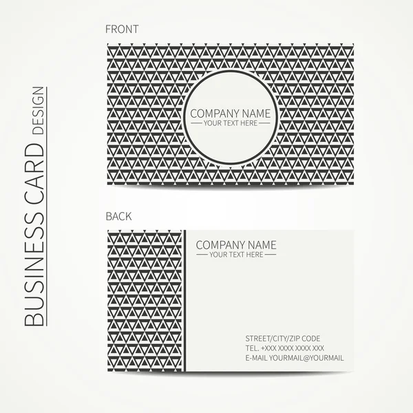 Vintage hipster simple monochrome business card template for your design. Line seamless geometric pattern with rhombus, square. Trendy calling card. Vector design eps10. — Stock Vector