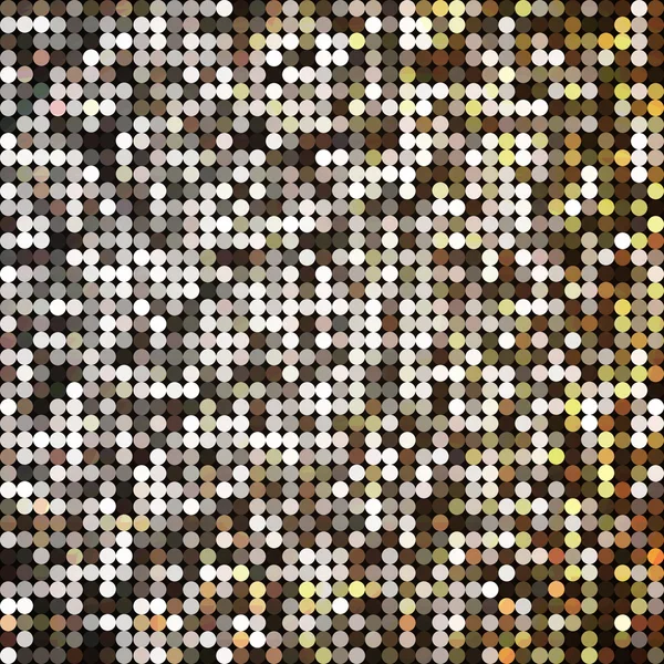 Vector gouden abstracte retro vintage pixel mozaïek achtergrond van fonkelende pailletten voor design. Gouden disco glanzend lichten. Multicolor cirkels textuur. — Stockvector