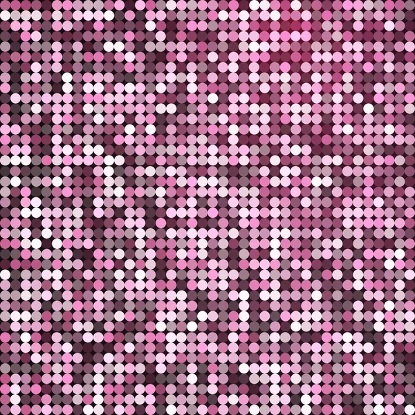 Vector glamorous abstract retro vintage pixel mosaic background of sparkling sequins for design. Pink disco shiny lights. Multicolor circles texture. — Stock Vector