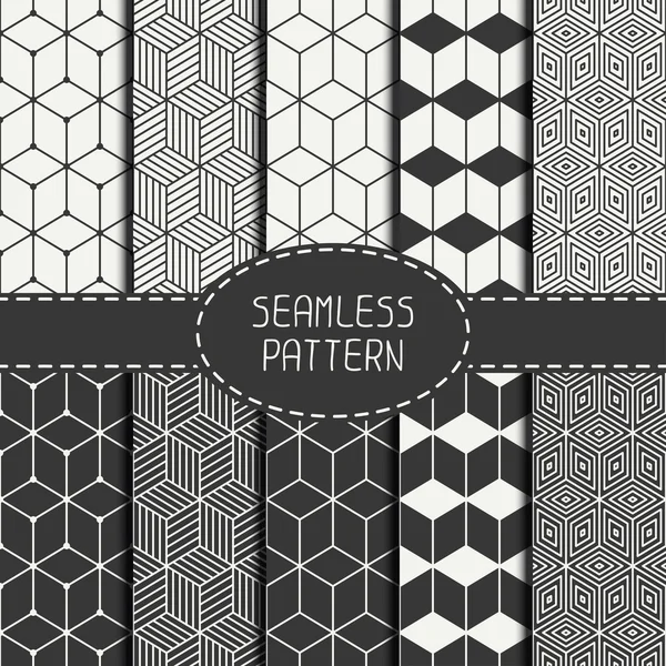 Zestaw wzór geometryczny streszczenie sześcian bez szwu z rhombuses. Papier do pakowania. Papier do notatnik. Dachówka. Ilustracja wektorowa. Tło. Graficzny tekstury z mocą złudzenie optyczne dla projektu. — Wektor stockowy