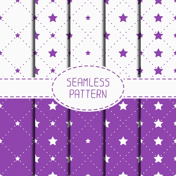 Set of purple hipster fashion geometric seamless pattern with diamond. Collection of wrapping paper. Paper for scrapbook. Tiling. Vector illustration. Stylish graphic texture for design. — Stock Vector
