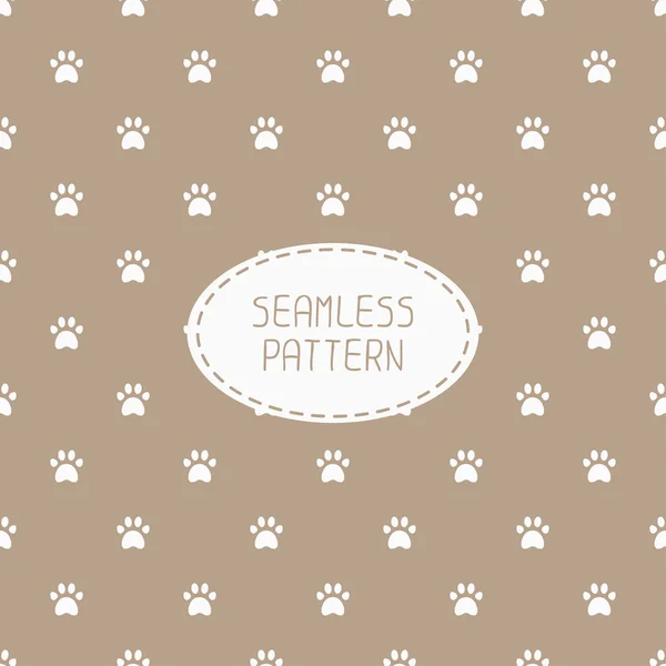 Seamless pattern with animal footprints, cat, dog. Wrapping paper. Paper for scrapbook. Tiling. Vector illustration traces with paw prints. Background. Stylish graphic texture for design, wallpaper. — Stock Vector