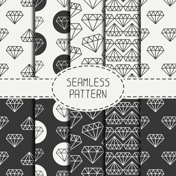 Ensemble de mode hipster monochrome motif géométrique sans couture avec diamant. Du papier d'emballage. Papier pour album. Fond vectoriel. Du carrelage. Texture graphique élégante pour votre conception, papier peint . — Image vectorielle