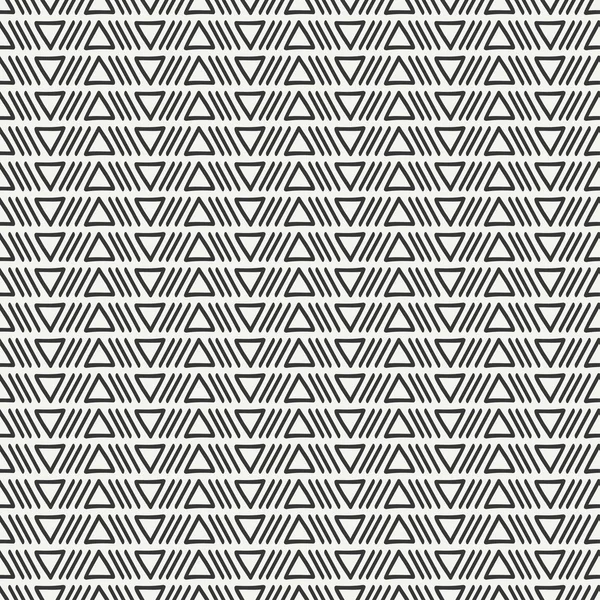 Hand drawn geometric monochrome hipster line seamless pattern with triangle. Wrapping paper. Scrapbook paper. Trendy doodle style. Vector illustration. Background. Stylish graphic texture for design. — Stockový vektor