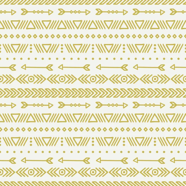 Hand drawn gold geometric ethnic seamless pattern. Wrapping paper. Scrapbook paper. Doodles style. Tiling. Tribal native vector illustration. Aztec background. Stylish ink graphic texture for design. — Stock Vector