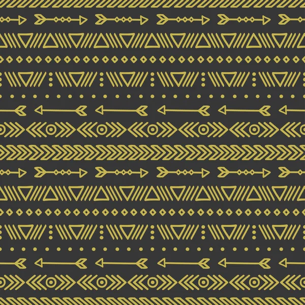 手描き金幾何学的民族のシームレスなパターン。包装紙。スクラップ ブック紙。いたずら書きのスタイル。タイリング。部族のネイティブのベクトル図です。アステカの背景。デザインのスタイリッシュなインク グラフィック テクスチャ. — ストックベクタ
