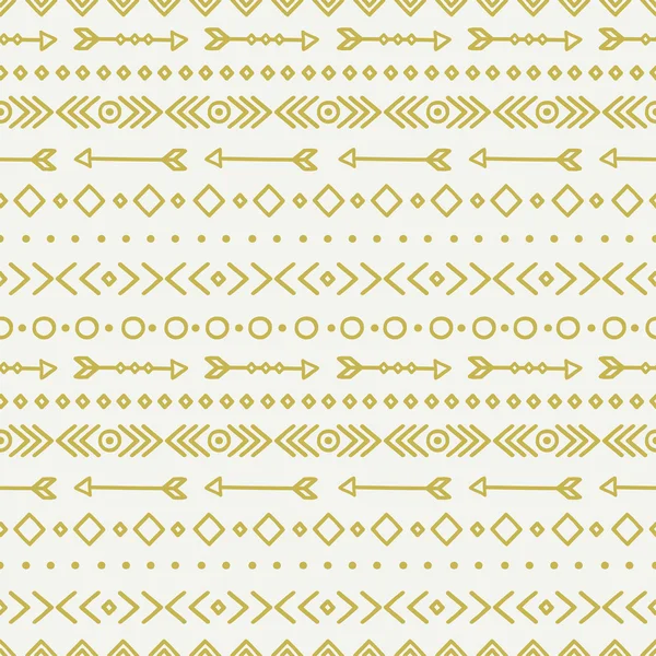 Hand drawn gold geometric ethnic seamless pattern. Wrapping paper. Scrapbook paper. Doodles style. Tiling. Tribal native vector illustration. Aztec background. Stylish ink graphic texture for design. — Stock Vector