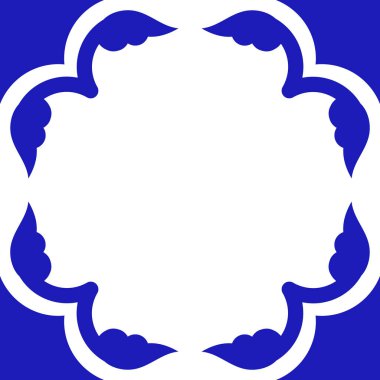 Puebla 'dan Meksika Talavera mavisi seramik fayans. Geometrik çerçeve kalıbı. Vektör çizimi. Mozaik tasarım sanatı.