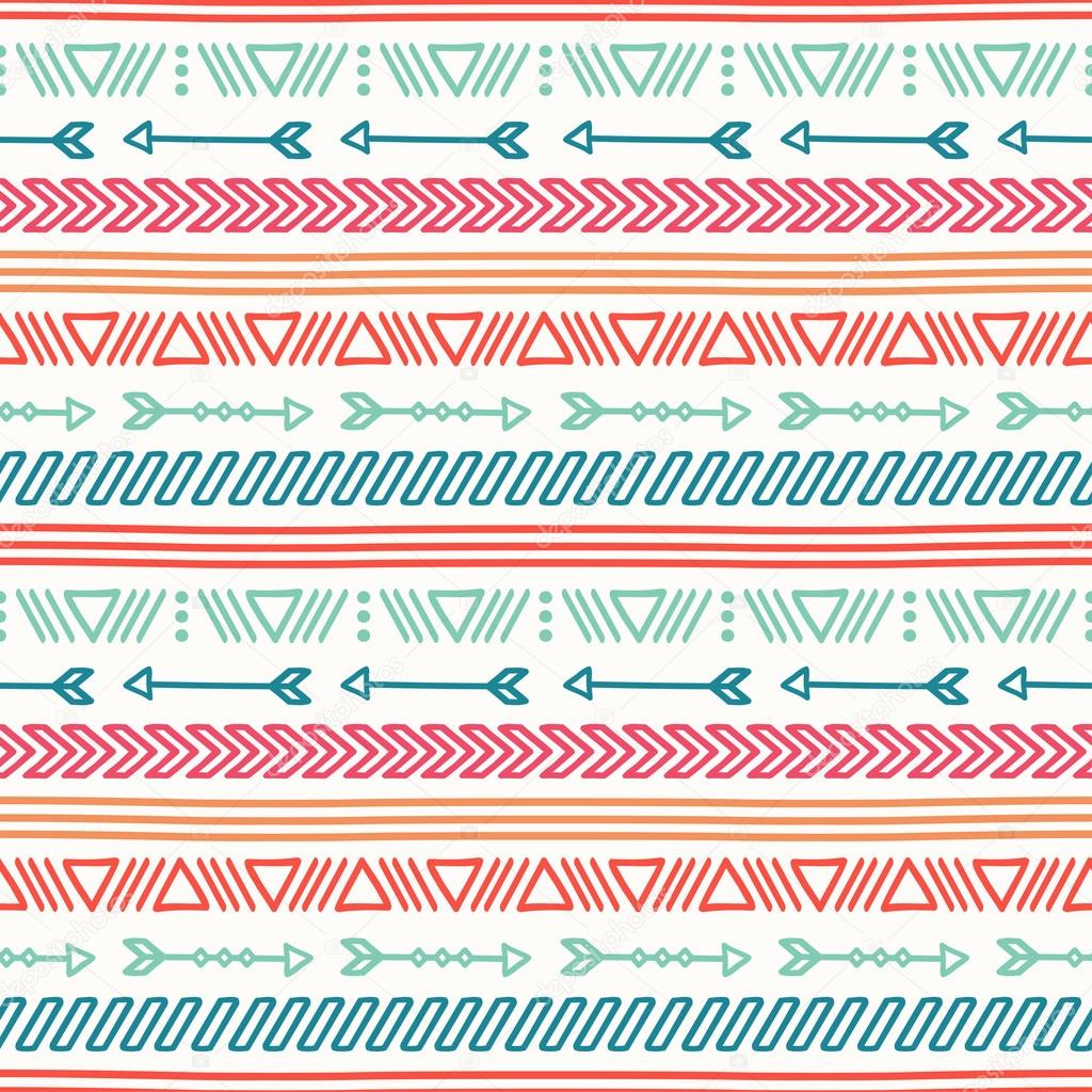 Hand drawn geometric ethnic seamless pattern. Wrapping paper. Scrapbook paper. Doodles style. Tiling. Tribal native vector illustration. Aztec background. Stylish ink graphic texture for design.