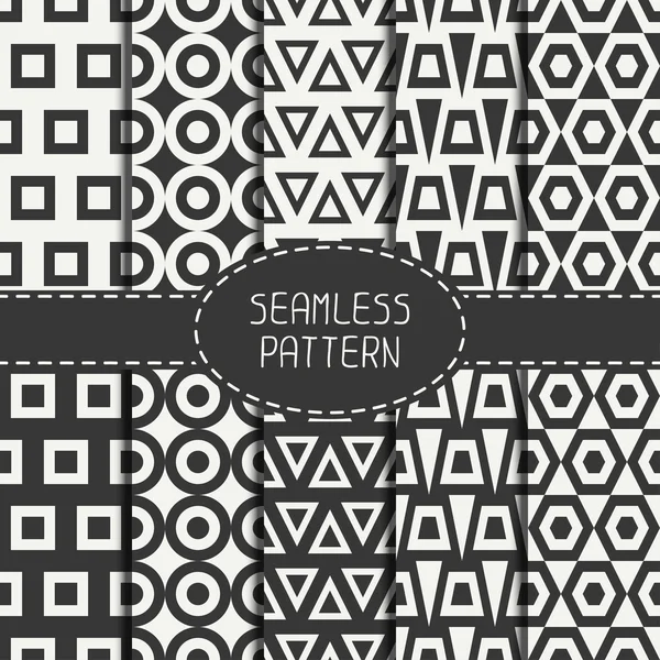 Set veelhoek abstracte hipster naadloze lijnpatroon. Geometrische figuren, vorm, vorm. Inpakpapier. ScrapBook papier. Tegels. Vectorillustratie. Achtergrond. Grafische textuur voor ontwerp, behang. — Stockvector