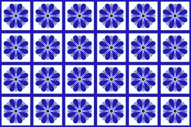 Geleneksel Meksika Talavera Çiçek Motifli Kusursuz Desen. Puebla 'dan seramik fayans. Vektör İllüstrasyonu.