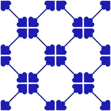 Geleneksel Meksika Talavera Çiçek Motifli Seramik Döşeme. Puebla 'dan bir desen. Vektör İllüstrasyonu.