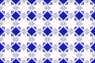 Geleneksel Meksika Talavera Çiçek Motifli Seramik Döşeme. Puebla 'dan bir desen. Vektör İllüstrasyonu.