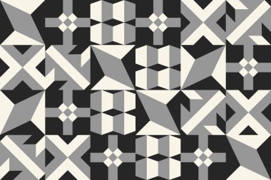 Puebla Tasarımı 'ndan esinlenilmiş Meksika Kusursuz Deseni. Geometrik süslemeli klasik Talavera Seramik Seramiği. Vektör İllüstrasyonu.