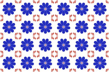 Zenci Meksikalı Talavera geçmişi. Çiçek Motifli Kusursuz Desen. Puebla 'dan seramik fayans. Vektör İllüstrasyonu.