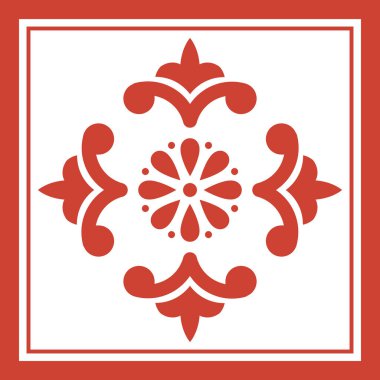 Çiçekli Meksika Talavera Seramik Taşı. Geleneksel Meksika Puebla Şablonu. Vektör İllüstrasyonu.