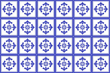 Zenci Meksikalı Talavera geçmişi. Çiçek Motifli Kusursuz Desen. Puebla 'dan seramik fayans. Vektör İllüstrasyonu.