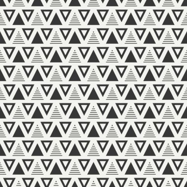 Üçgen ile geometrik çizgi tek renkli soyut hipster seamless modeli. Kağıt ambalaj. Scrapbook kağıt. Döşeme. Vektör çizim. Arka plan. Tasarım, duvar kağıdı için grafik doku.