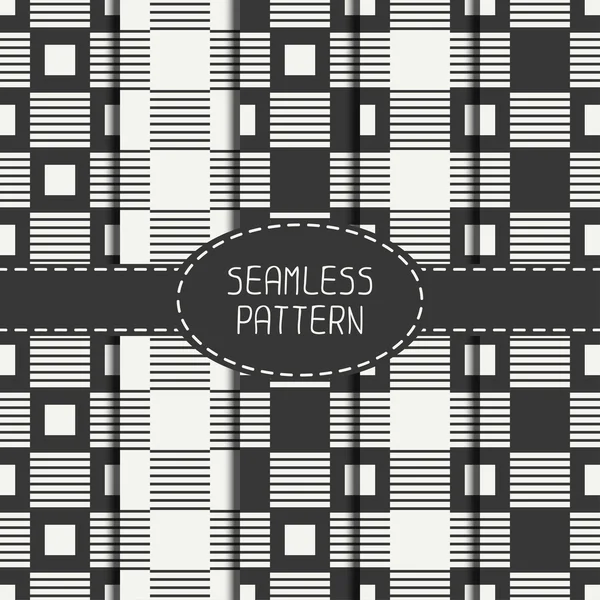 Set of  geometric line monochrome abstract hipster seamless pattern with square, cube. Wrapping paper. Scrapbook paper. Tiling. Vector illustration. Background. Graphic texture for your design — Stock Vector