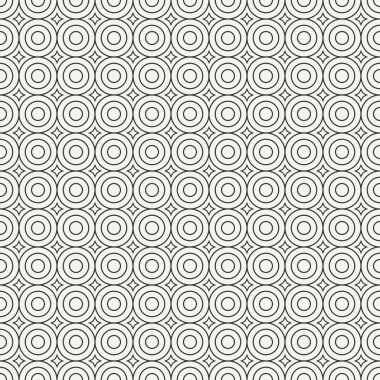 Yuvarlak, daire ile geometrik çizgi tek renkli soyut hipster seamless modeli. Kağıt ambalaj. Scrapbook kağıt. Döşeme. Vektör çizim. Arka plan. Tasarım, duvar kağıdı için grafik doku.