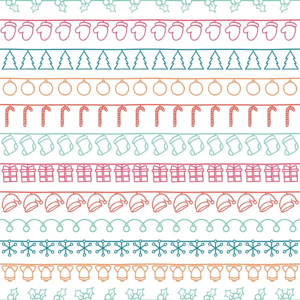 2016 Christmas season hand drawn vector seamless pattern. Sketch scribble winter design graphic element. New Year tiling texture for design. Illustration. Trendy doodle style. Scrapbook decorations. — Stock Vector