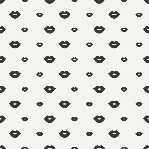로맨틱 hipster 입술 키스 완벽 한 패턴. 종이 포장. 스크랩북 종이입니다. 기와. 벡터 일러스트입니다. 립스틱 키스 인쇄합니다. 검은 배경. 그래픽 디자인에 대 한 텍스처입니다. 발렌타인 데이. — 스톡 벡터