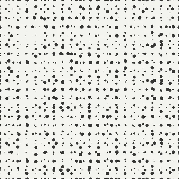 Polka dot. Geometrische monochroom abstract hipster naadloze patroon met ronde, gestippelde cirkel. Inpakpapier. ScrapBook papier. Vectorillustratie. Achtergrond. Textuur met willekeurig verwijderd spots. — Stockvector